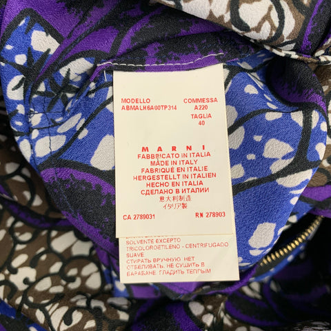 MARNI Taille 4 Robe Manches 3/4 Imprimé Abstrait Polyester Multicolore