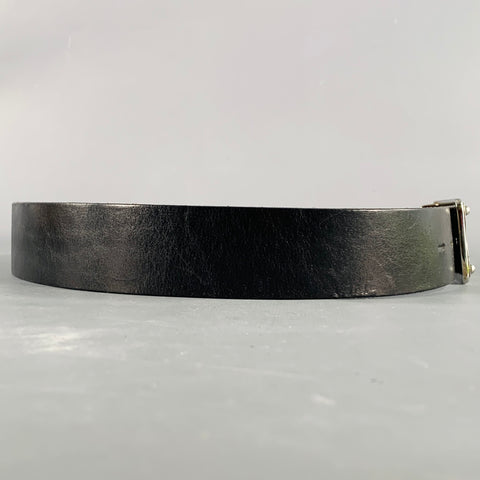 DOLCE & GABBANA Size 34 Black Silver Leather Belt