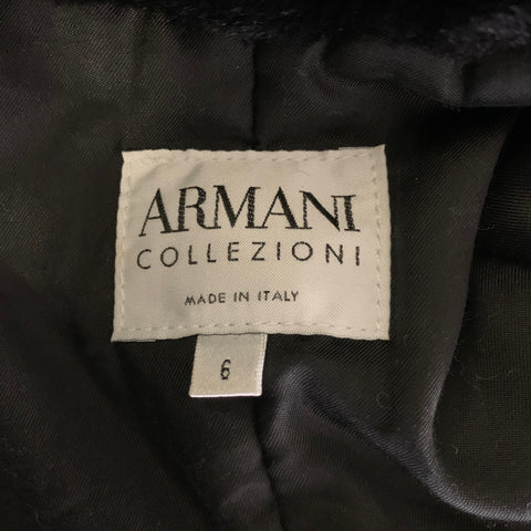 ARMANI COLLEZIONI Size 6 Black Polyurethane Ruffled Double Breasted Coat