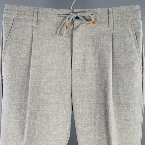 ELEVENTY Size 31 Grey Wool Blend Drawstring Pleated Casual Pants