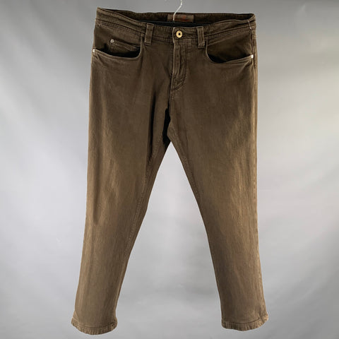 LORO PIANA Size 34 Brown Heather Cotton Blend Straight Casual Pants
