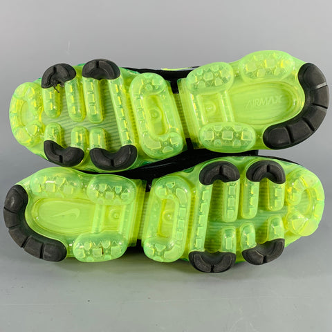NIKE Size 10.5 Black Neon Green Mesh Lace-Up Sneakers