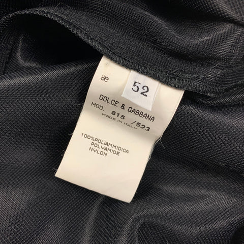 DOLCE & GABBANA Size 42 Black See Through Polyamide Peak Lapel Suit