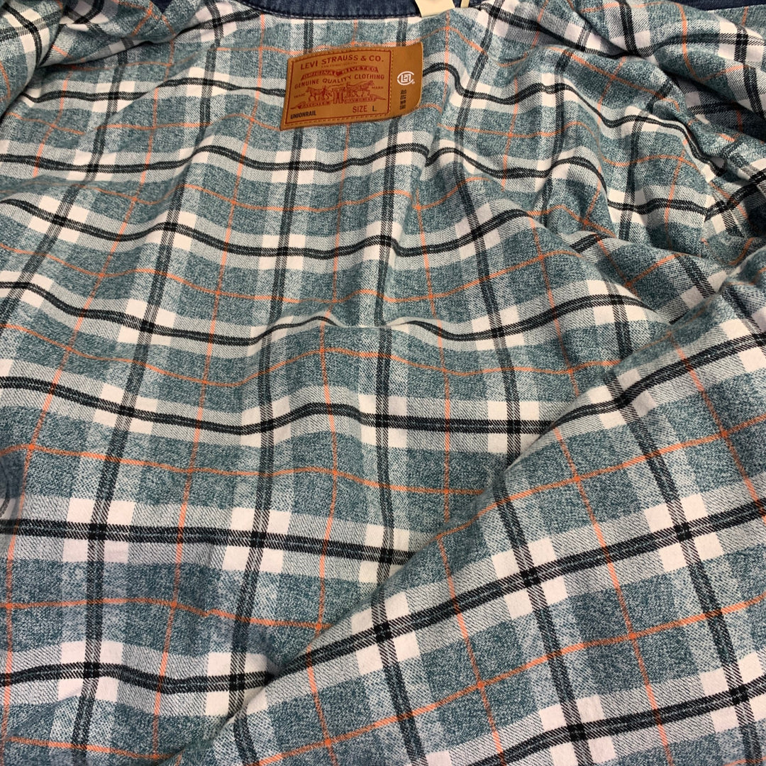 LEVI STRAUSS x CLOT Size L Blue Quilted Cotton Denim Toggle Closure Jacket