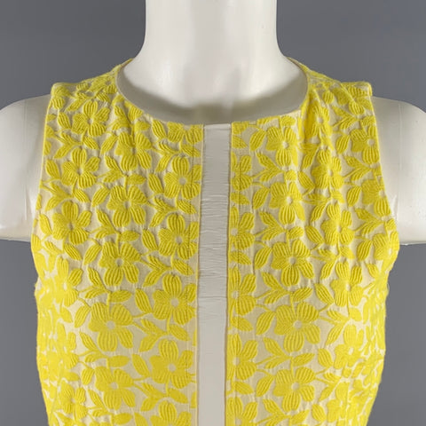 JIL SANDER Size 2 Yellow White Jacquard A-Line Dress