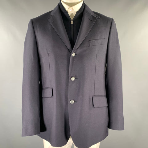 Blouson bomber en laine chinée bleu marine CORNELIANI Taille L