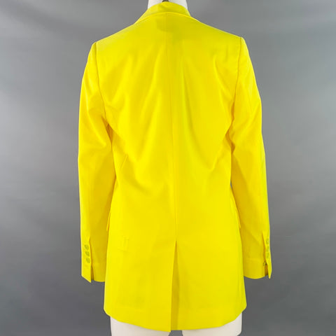 MSGM Size 2 Yellow Wool Peak Lapel Single Button Jacket Blazer