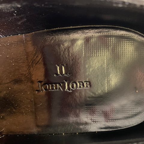 JOHN LOBB WELHAM Size 9 Black Leather Pointed Toe Lace Up Shoes