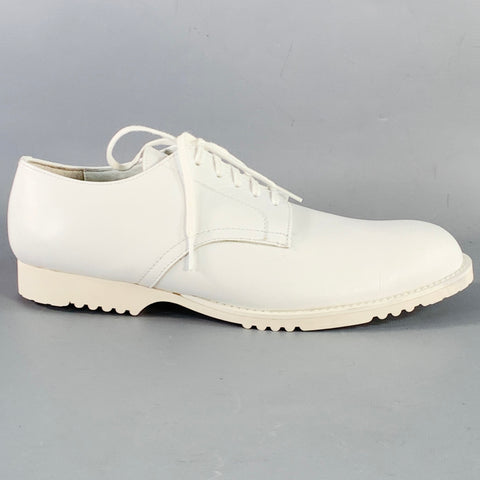 COMME des GARCONS Size 7 White Leather Lace-Up Shoes
