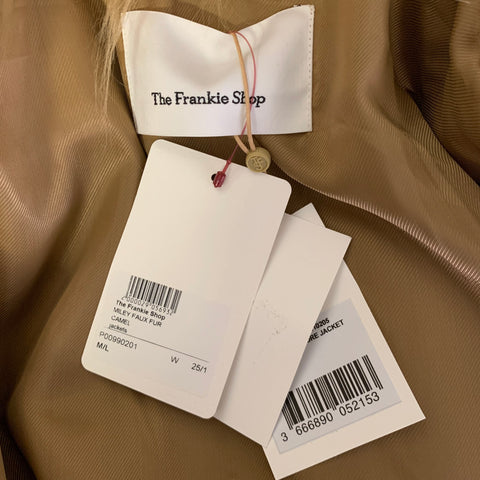 THE FRANKIE SHOP mILEY Size M/L Camel Modacrylic Blend Faux Fur Notch Lapel Coat