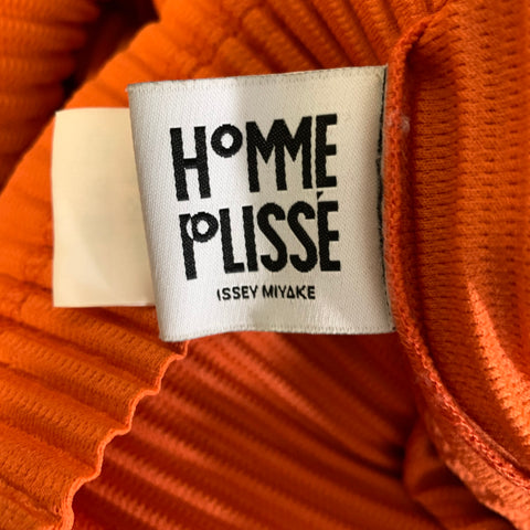 ISSEY MIYAKE Size L Orange Pleated Polyester Hooded Pullover
