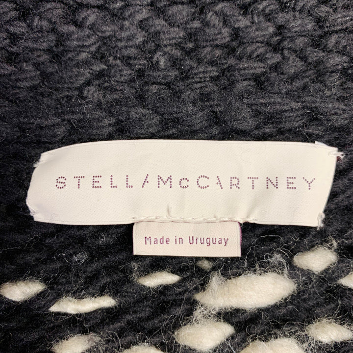 STELLA McCARTNEY Size S Black Grey Wool Silk Ombre Chunky Knit Zip Up Coat