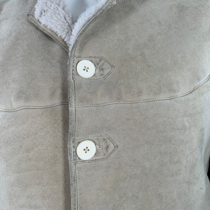 MAISON MARGIELA Size 42 Grey Stone Mixed Fabrics Wool Suede Collarless Jacket
