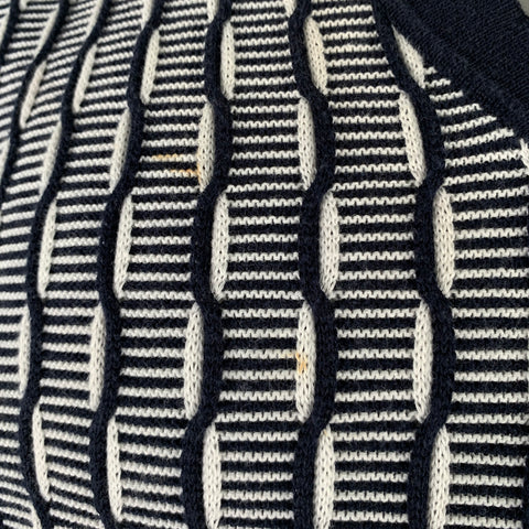 BLACK FLEECE Size L Navy White Stripe Cotton V-Neck Vest