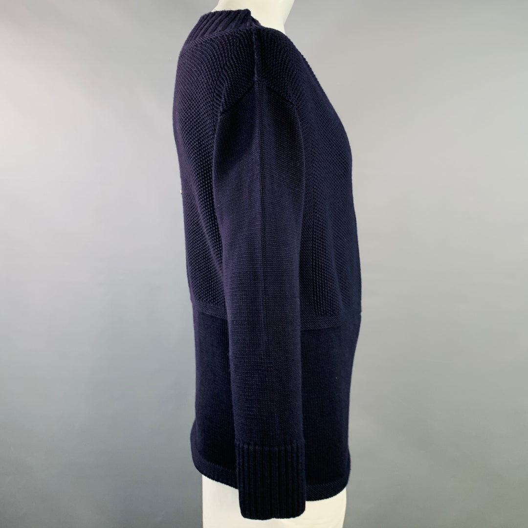 BURBERRY PRORSUM Size XL Navy Knit Virgin Wool Scoop Neck Sweater
