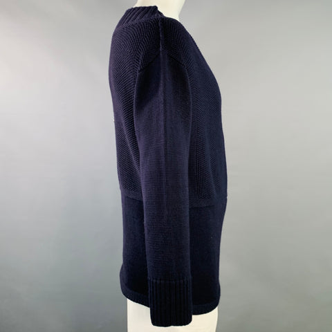 BURBERRY PRORSUM Size XL Navy Knit Virgin Wool Scoop Neck Sweater