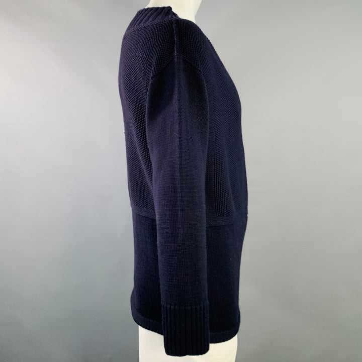 BURBERRY PRORSUM Size XL Navy Knit Virgin Wool Scoop Neck Sweater