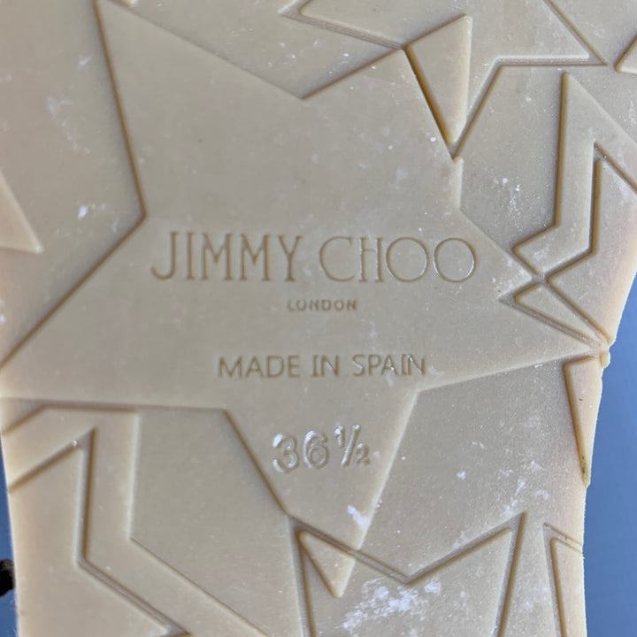 JIMMY CHOO Size 6.5 White Natural Straw Woven Espadrille Flats