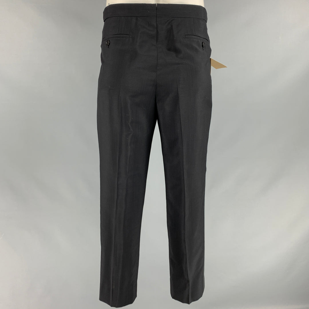 BURBERRY Size 36 Black Wool Mohair Tuxedo Dress Pants