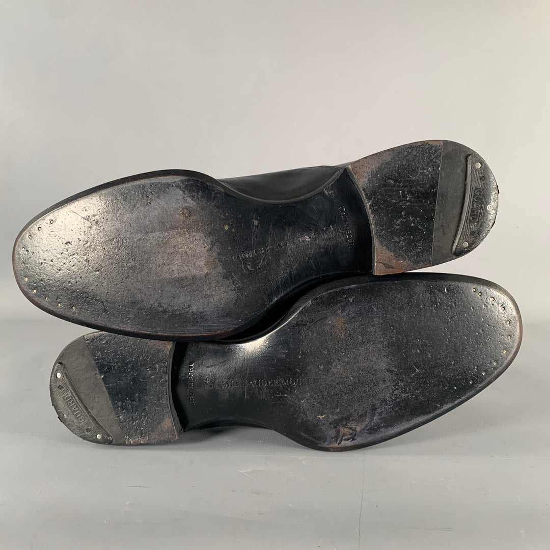 ALEXANDER MCQUEEN Size 9 Black Leather Toe Cap Loafers