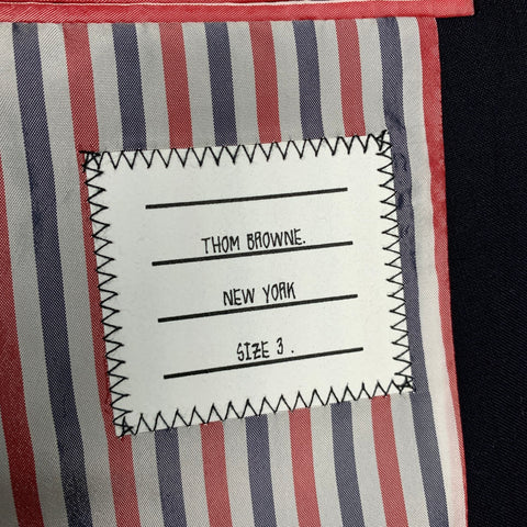 THOM BROWNE Size 42 Navy Stripe Wool Notch Lapel Sport Coat