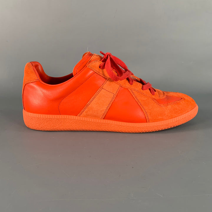 MAISON MARGIELA Size 9 Orange Leather 70's Sneakers
