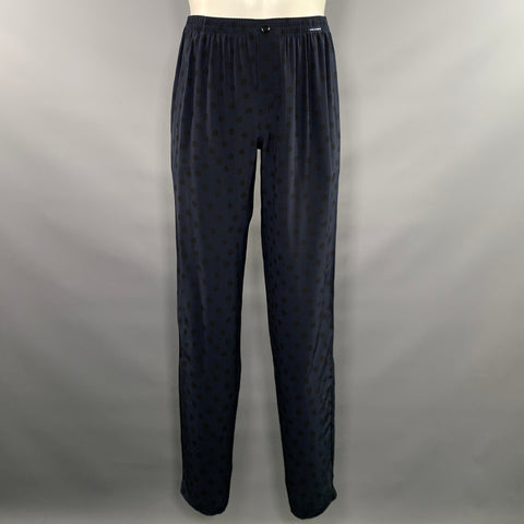 DOLCE & GABBANA Size S Navy Polka Dot Silk Pajama Set