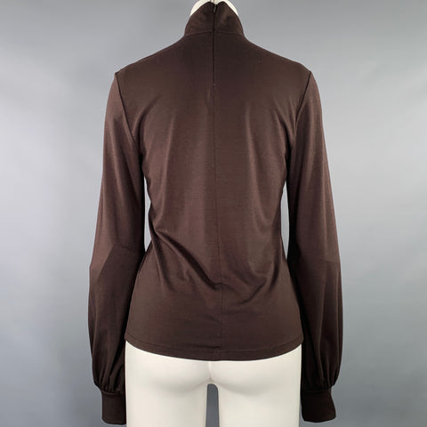 BARBARA BUI Size M Brown Polyester Blend Pleated Turtleneck Pullover