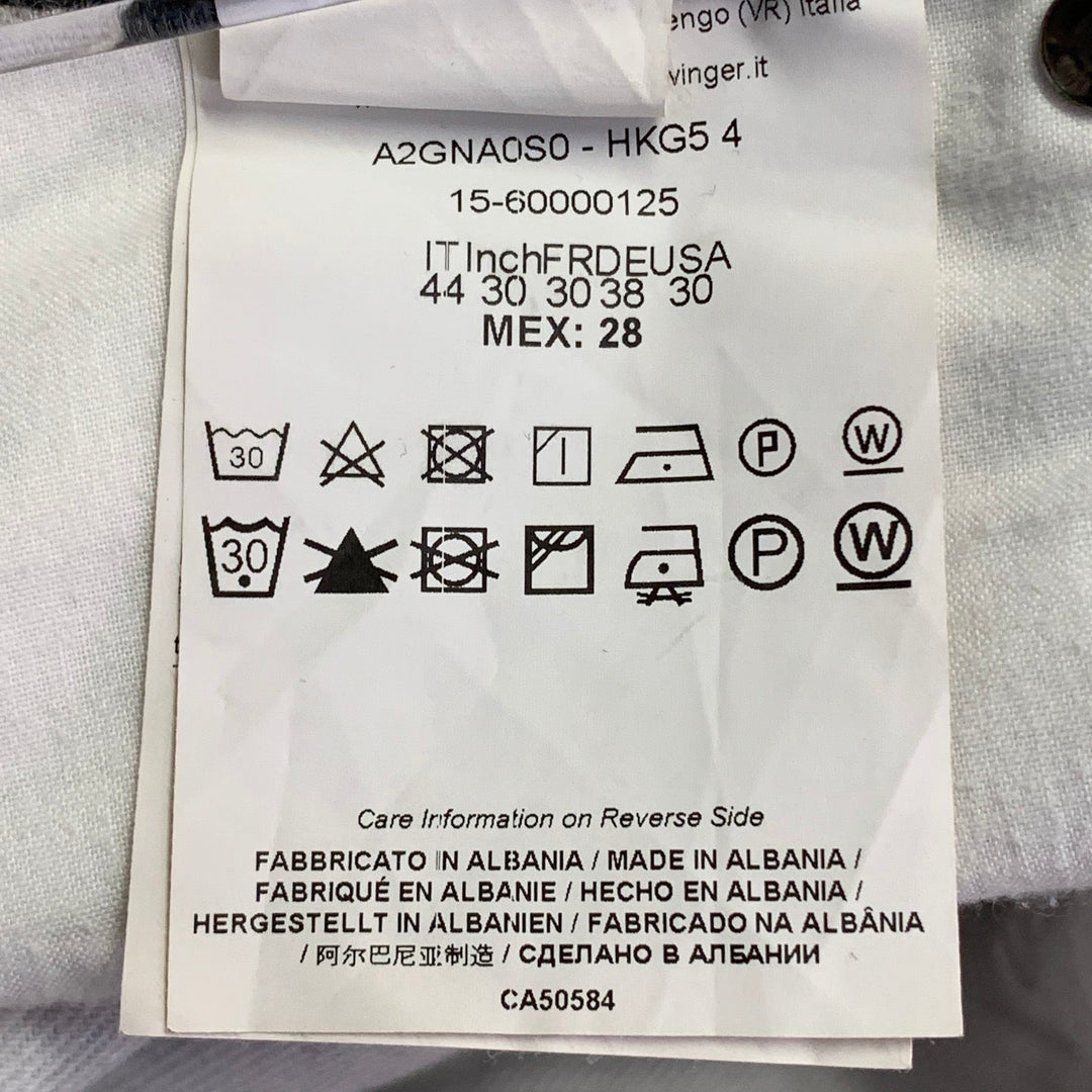 VERSACE JEANS Size 30 White Grey Logo Print Cotton Blend Slim Tapered Jeans