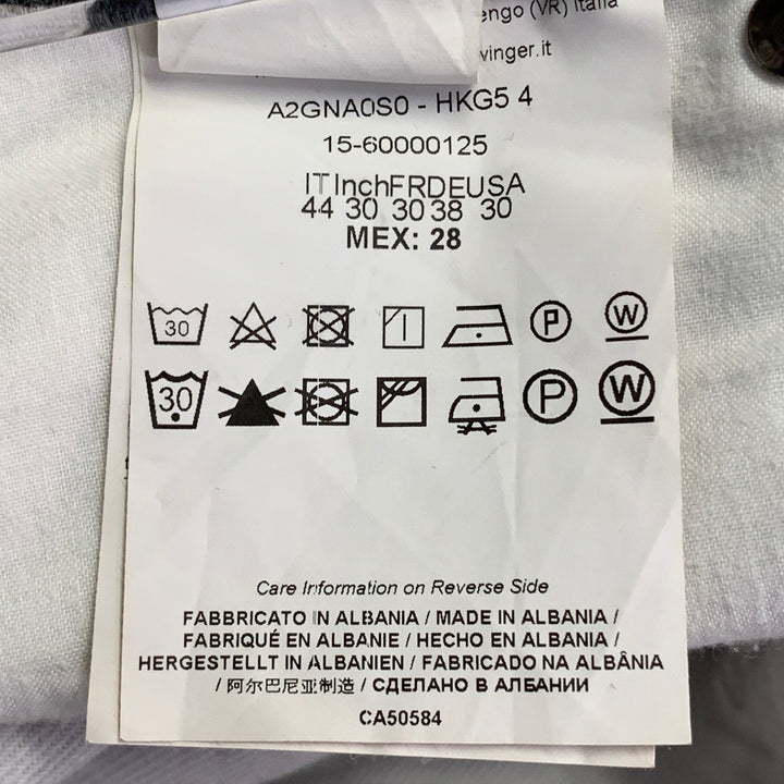 VERSACE JEANS Size 30 White Grey Logo Print Cotton Blend Slim Tapered Jeans