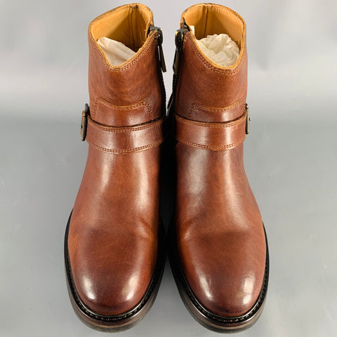 BELSTAFF Size 8 Trialmaster Brown Leather Side Zipper Boots