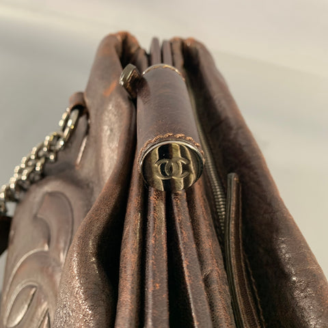 CHANEL Perfect Day FW 2007 Brown Gunmetal Quilted Calfskin Top Handles Handbag