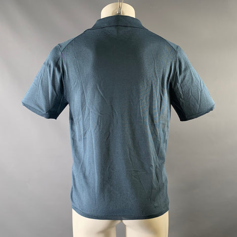 SANDRO Size S Navy Heather Acetate Blend Ribbed Polo