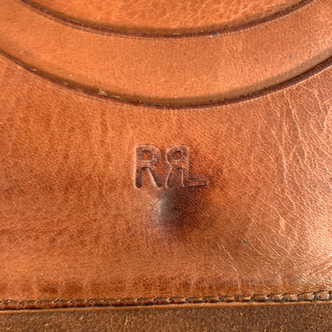 RRL by RALPH LAUREN Brown Navy Stripe Canvas leaher Wallet