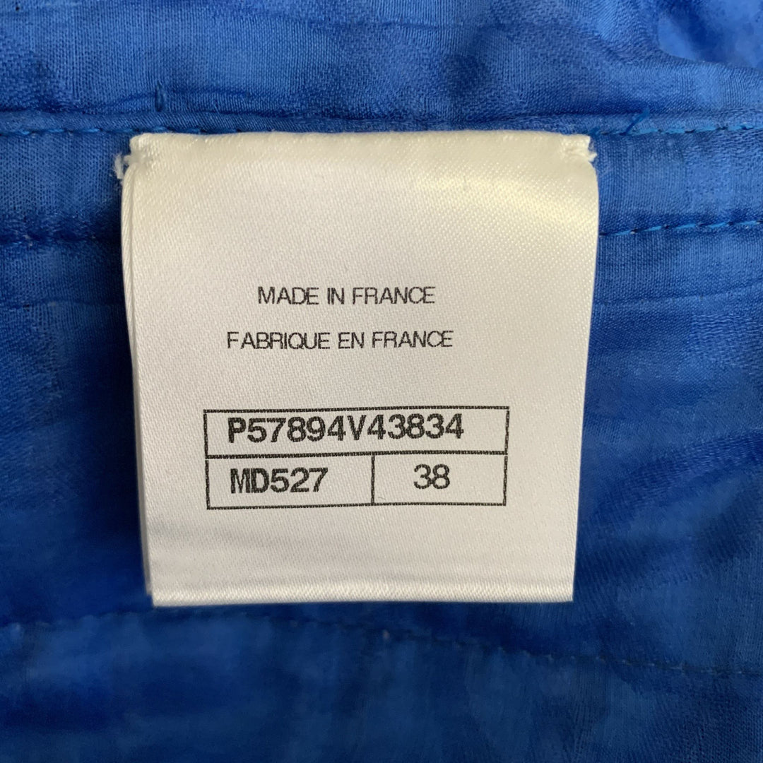 CHANEL Size 6 Blue Light Blue Cotton Blend Stripe Jacket