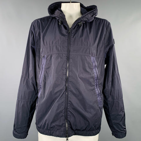 MONCLER Size XXXL Navy Polyamide Hooded Jacket