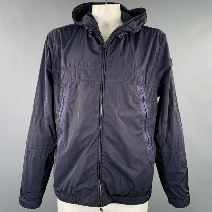 MONCLER Size XXXL Navy Polyamide Hooded Jacket