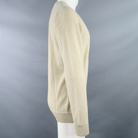 TSE Size S Beige Waffle Knit Silk Cashmere Crew Neck Pullover