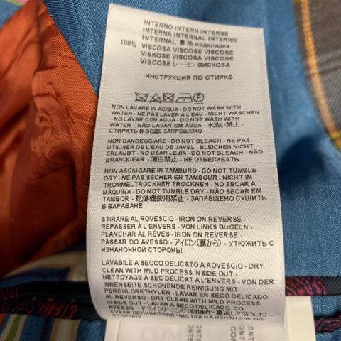 ETRO Size 38 Multi Color Plaid Linen Cotton Double Button Sport Coat
