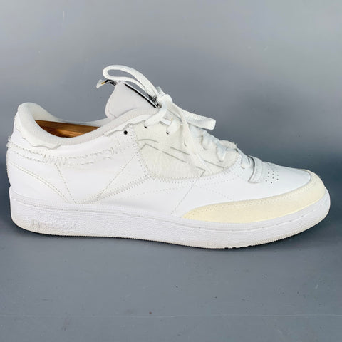 REEBOK x MAISON MARGIELA Size 9 White Cream Leather Lace-Up Low Top Sneakers
