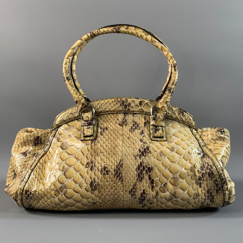COLE HAAN Tan Brown Snakeskin Not Listed Top Handles Bag
