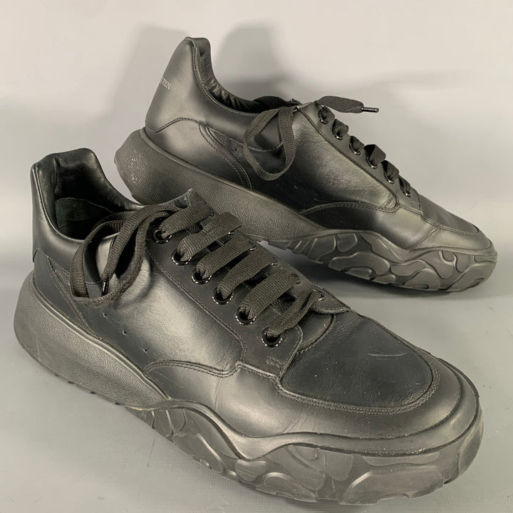 ALEXANDER MCQUEEN Size 10.5 Black Leather Sneakers