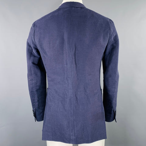 E. FORMICOLA Veste Homme Bleu Lin Coton Taille 38 Coupe Droite