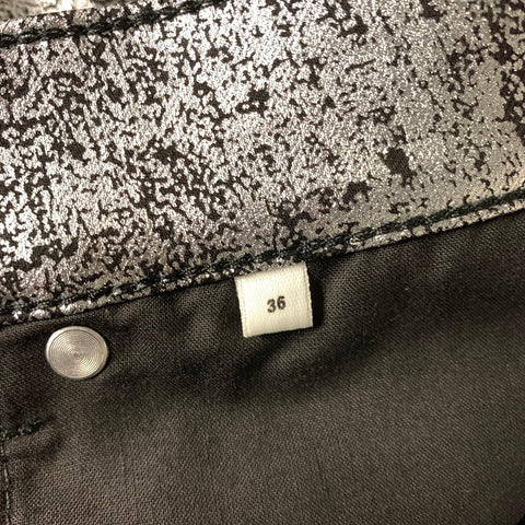 MCQ by ALEXANDER MCQUEEN Size 36 Silver Black Crackled Cotton Blend Jeans