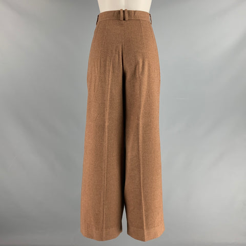 THE ROW Size 0 Brown Silk Cashmere Pleated Dress Pants