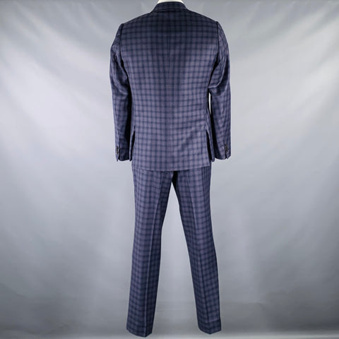 PAUL SMITH Size 42 Grey Navy Plaid Wool Notch Lapel Suit