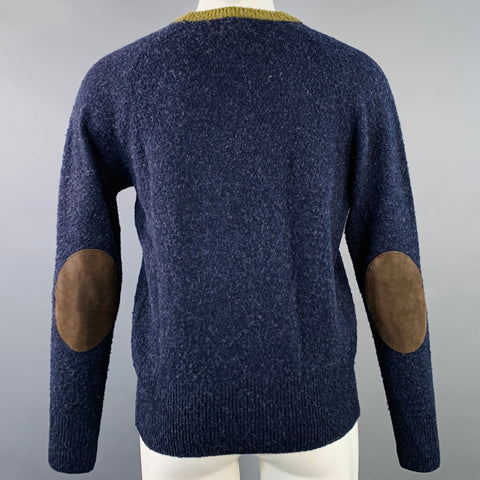GANT Winter 2011 Size M Navy Olive Two Toned Wool Elbow Patches Cardigan