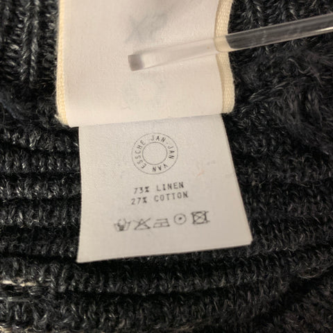 JAN-JAN VAN ESSCHE Size S Grey White Knit Linen Crew-Neck Sweater