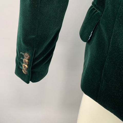 DRIES VAN NOTEN Size 36 Green Velvet Cotton Notch Lapel Sport Coat