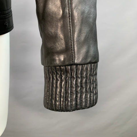 VERSACE Size 38 Black Leather Faux Shearling Motorcycle Jacket